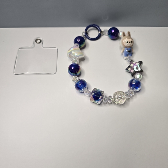 Blue Beaded Phone Charm - Picture 2 of 4